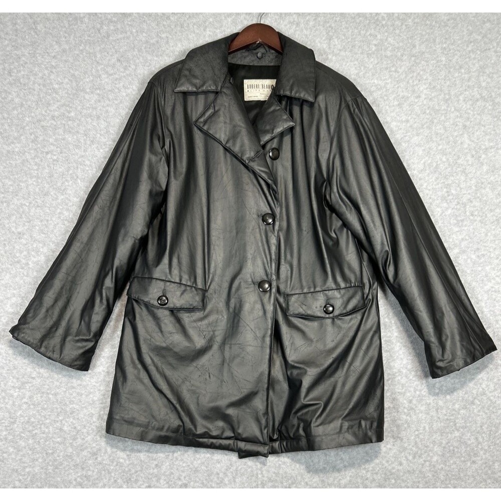 Vintage Robert Beaulieu Paris Black Acetate Coat Made in France Womens